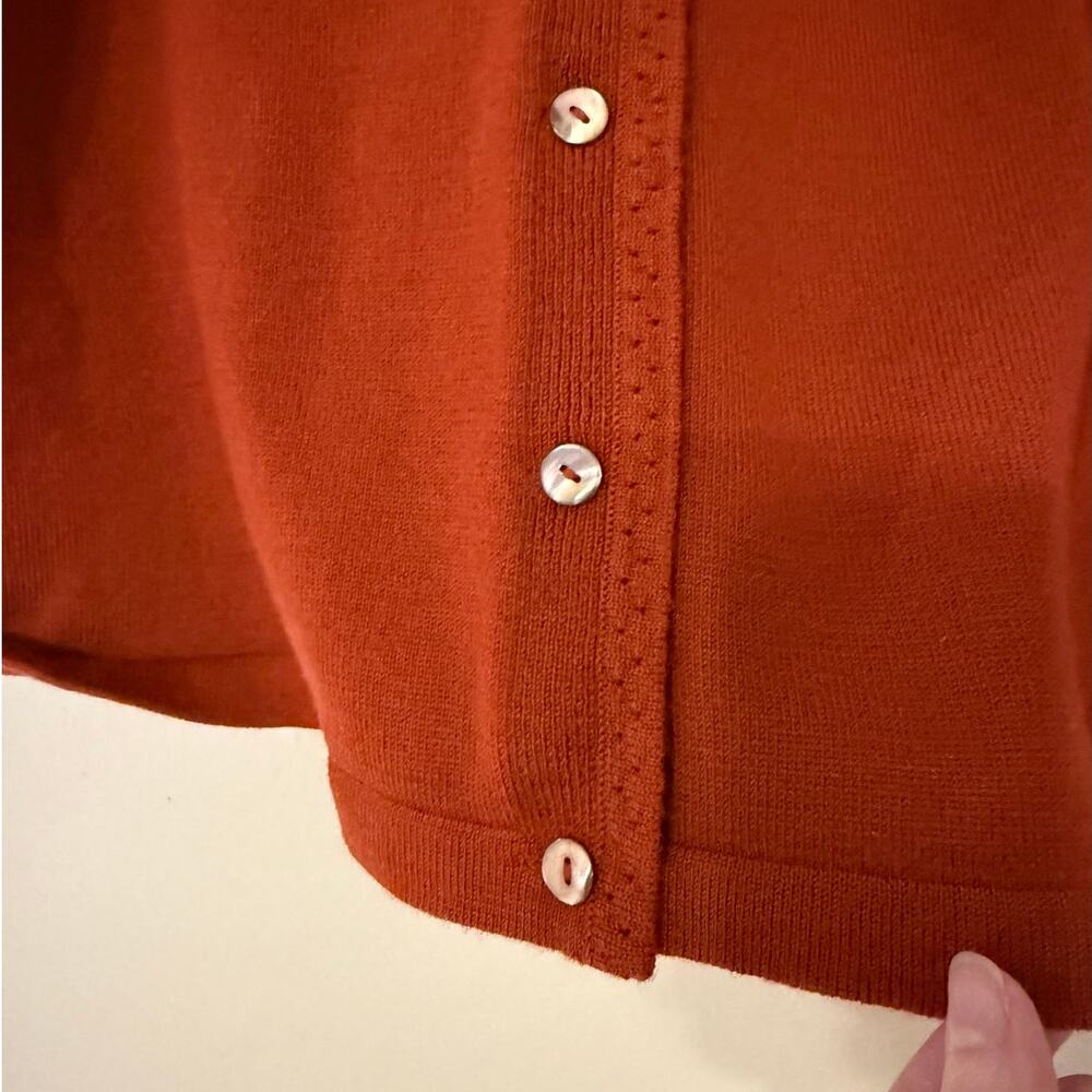 Vintage 1950s Mary Lucy Wool Rust Orange Knit Cardigan - Picture 4 of 5